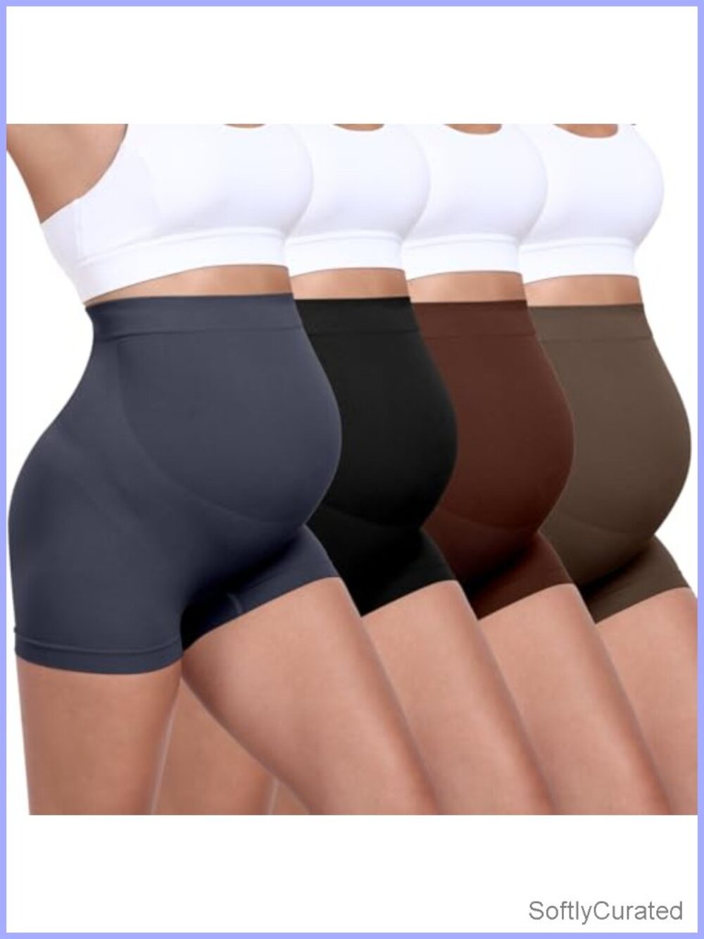 Seamless Maternity Underwear Over Belly Support Boyshorts High Waist 4-Pack